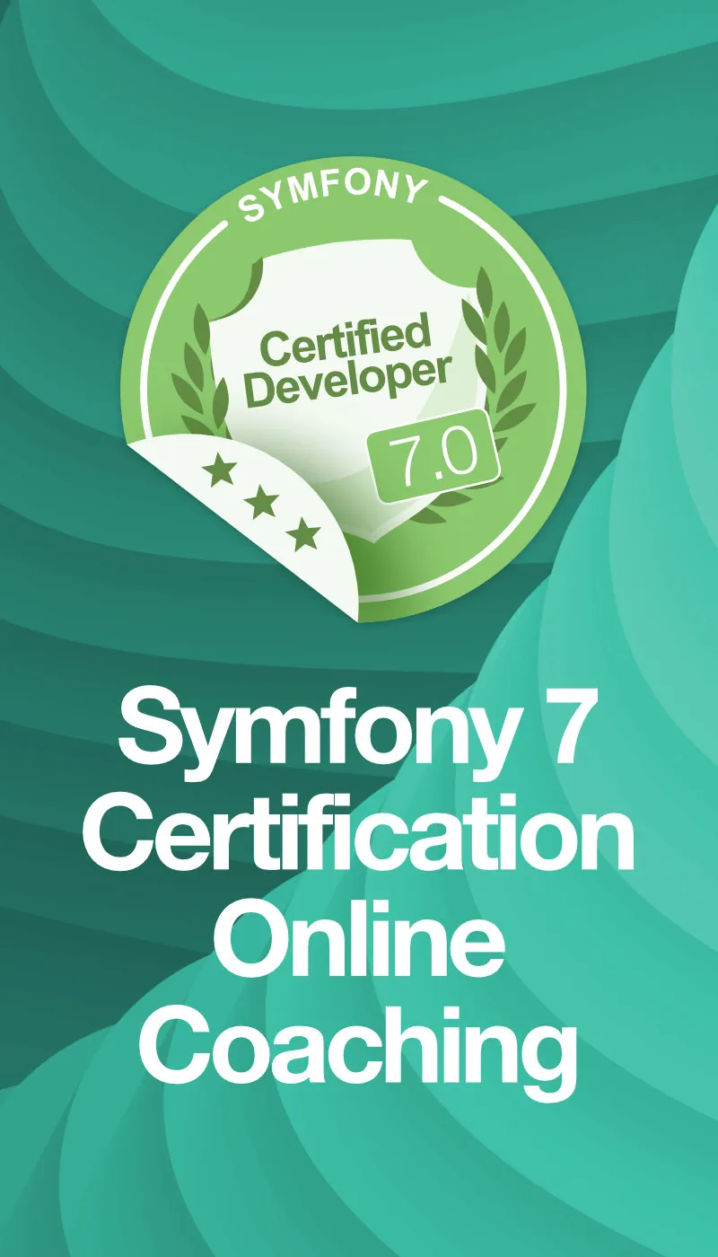 An image about the Symfony 7 certification online coaching program depicting an image of the badge granted to certified developers